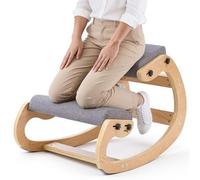 VEVOR Silla Ergonómica de Rodillas con Estructura de Madera, Cojines de Espuma Gruesa Ajustables Grises, Taburete para Rodillas Carga de 120 kg, Relajación de Cuello y Espalda para Hogar, Oficina