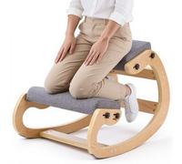 VEVOR Silla Ergonómica de Rodillas con Estructura de Madera, Cojines de Espuma Gruesa Ajustables Grises, Taburete para Rodillas Carga de 120 kg, Relajación de Cuello y Espalda para Hogar, Oficina