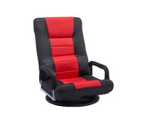 VEVOR Silla de Suelo Giratoria de 360° con Reposabrazos Ajustable Rojo y Negro