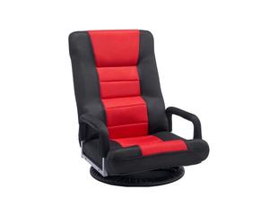 VEVOR Silla Giratoria para Juegos con Reposabrazos 540 x 660 x 760 mm, Silla Giratoria de 360° con Respaldo Plegable de 6 Posiciones Ajustables y Soporte Lumbar, Sofá Reclinable Plegable, Rojo y Negro