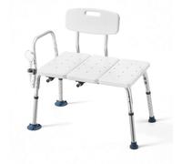 VEVOR Silla para Bañera con Brazo y Respaldo, Asiento de Bañera Capacidad de 180 kg, Altura Ajustable de 370 a 480 mm, Silla de Ducha para Adultos, Personas Mayores, Personas con Discapacidad