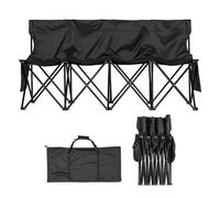 VEVOR Silla Plegable de 4 Plazas, Asiento de Banco Plegable con Bolsillos Laterales y Bolsa de Transporte, Banco Lateral para Gradas con Respaldo para Camping, Actividades al Aire Libre, Negro