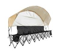 VEVOR Silla Plegable de 6 Plazas, Asiento de Banco Plegable con Bolsillos Laterales, Bolsa de Transporte, Parasol, Banco para Gradas con Respaldo para Camping, Actividades al Aire Libre, Negro