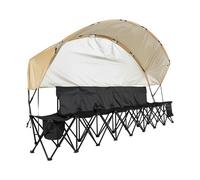 VEVOR Silla Plegable de 6 Plazas, Asiento de Banco Plegable con Bolsillos Laterales, Bolsa de Transporte, Parasol, Banco para Gradas con Respaldo para Camping, Actividades al Aire Libre, Negro