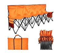 VEVOR Silla Plegable de 6 Plazas, Asiento de Banco Plegable con Bolsillos Laterales y Bolsa de Transporte, Banco Lateral para Gradas con Respaldo para Camping, Actividades al Aire Libre, Naranja
