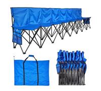 VEVOR Silla Plegable de 8 Plazas, Asiento de Banco Plegable con Bolsillos Laterales y Bolsa de Transporte, Banco Lateral para Gradas con Respaldo para Camping, Actividades al Aire Libre, Azul
