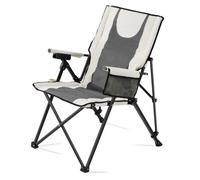 VEVOR Silla Plegable de Camping con Respaldo Alto, Silla de Camping Plegable 3 Posiciones Reclinables, con Bolsillo Lateral y Portavasos, 580 x 830 x 1040 mm, para Playa, Pesca, Caza, Beige y Gris