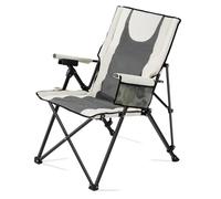 VEVOR Silla Plegable de Camping con Respaldo Alto, Silla de Camping Plegable 3 Posiciones Reclinables, con Bolsillo Lateral y Portavasos, 580 x 830 x 1040 mm, para Playa, Pesca, Caza, Beige y Gris