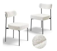 VEVOR Sillas de Comedor 2 Piezas Silla Decorativa con Respaldo Curvo Patas de Metal Negras Asiento Blanco de Cocina Esponja Suave Capacidad de Carga de 136 kg Altura del Asiento de 495 mm para Sala