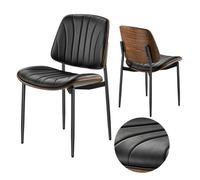 VEVOR Sillas de Comedor de Cuero 2 Piezas Silla Decorativa con Patas de Metal Cojín Grueso Capacidad de Carga de 158,76 kg Altura del Asiento de 500 mm para Sala de Estar, Oficina, Cocina, Negro