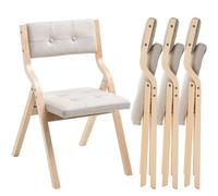 VEVOR Sillas Plegables de Madera Asiento de Cojín Beige para Comedor, 4 Piezas