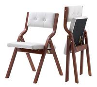 VEVOR Sillas Plegables de Madera con Cojín Acolchado 2 Piezas 575 x 480 x 800 mm Marco de Madera Resistente Sillas Acolchadas Portátiles para Cocina, Oficina, Boda, Fiesta, Comedor, Cojín Blanco