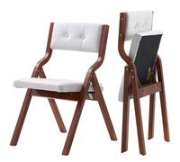 VEVOR Sillas Plegables de Madera con Cojín Acolchado 2 Piezas 575 x 480 x 800 mm Marco de Madera Resistente Sillas Acolchadas Portátiles para Cocina, Oficina, Boda, Fiesta, Comedor, Cojín Blanco