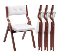 VEVOR Sillas Plegables de Madera con Cojín Acolchado 4 Piezas 575 x 480 x 800 mm Marco de Madera Resistente Sillas Acolchadas Portátiles para Cocina, Oficina, Boda, Fiesta, Comedor, Cojín Blanco