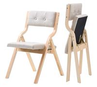 VEVOR Sillas Plegables de Madera con Cojín Acolchado 575 x 480 x 800 mm Marco de Madera Resistente Sillas Acolchadas Portátiles para Cocina, Oficina, Boda, Fiesta, Comedor, Cojín Blanco, 2 Piezas