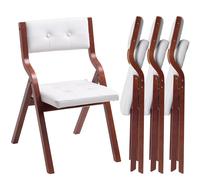 VEVOR Sillas Plegables de Madera con Cojín Acolchado y de Madera, Juego de 4 Sillas Blancas