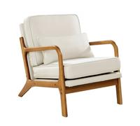 VEVOR Sillón de Estilo Moderno de Mediados de Siglo con Estructura de Madera Maciza y Patas Antideslizantes, Tapizado en Tela de Lino y Cojín Grueso de 14,5 cm para Salón, Dormitorio y Oficina