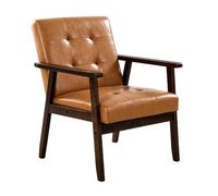 VEVOR Sillón de Estilo Moderno de Mediados de Siglo con Estructura de Madera Maciza y Patas Antideslizantes, Sillón Tapizado de Piel Sintética y Cojín Suave para Salón, Estudio, Oficina y Balcón