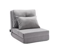 VEVOR Sillón de Piso Convertible Abatible con 5 Posiciones, Sofá Cama Plegable Tapizado con Respaldo Ajustable, Marco de Metal y Almohada, Sofá Cama Plegable para Sala de Estar y Dormitorio, Gris