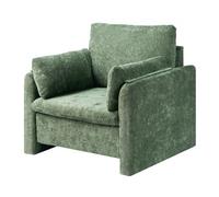VEVOR Sillón Moderno con Reposabrazos Tapizado en Tela con Cojín Grueso y Respaldo de 444,5 mm Silla Decorativa Cómoda y Elegante para Salón, Dormitorio, Estudio, Oficina, Sala de Estar, Verde