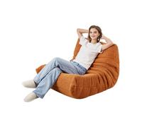 VEVOR Sillón Puf en Forma de L 990 x 920 x 720 mm con Reposabrazos y Bolsillo de Almacenamiento, Relleno de Espuma Viscoelástica 25D con Funda de Terciopelo Suave, Puf de Carga de 150 kg, Marrón