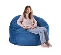 VEVOR Sillón Puff Redondo para Adultos 1168 x 1168 x 635 mm con Funda Extraíble y Lavable, Relleno de Espuma de Alta Densidad y Terciopelo Holandés, Asa y Bolsillo Lateral para Dormitorio, Azul