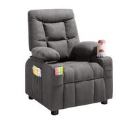VEVOR Sillón Relax Reclinable para Niños, Sofá Infantil, Reposapiés y Respaldo Ajustable de 107° a 126°, 2 Portavasos y 4 Bolsillos para Almacenamiento, Butaca para Salón Lectura Siesta, Color Gris