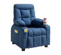 VEVOR Sillón Relax Reclinable para Niños Sofá Infantil Tapizado Color Azul, con Reposapiés, Portavasos y Bolsillos de Almacenamiento, Respaldo Ajustable de 107°-126°, Tela Transpirable de Poliéster