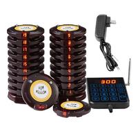 VEVOR Sistema de Buscapersonas Inalámbrico para Restaurantes Largo Alcance de 500 m Buscapersonas para Hacer Colas con Vibración y Parpadeo 20 Zumbadores para Restaurantes, Cafeterías, Tiendas