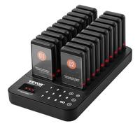 VEVOR Sistema de Buscapersonas Inalámbrico para Restaurantes Largo Alcance de 400m Buscapersonas para Hacer Colas con Vibración y Parpadeo 20 Zumbadores Cuadrado para Restaurantes, Cafeterías, Tiendas