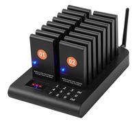 VEVOR Sistema de Buscapersonas Inalámbrico para Restaurantes Largo Alcance de 500 m Buscapersonas para Hacer Colas con Vibración y Parpadeo 16 Zumbadores para Restaurantes, Cafeterías, Tiendas