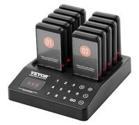 VEVOR Sistema de Buscapersonas para Restaurante Señal de Cola Inalámbrica Alcance de 400 m Pitido de Llamada de Cliente con Vibración e Intermitente 10 Zumbadores para Hospital, Cafeterías, Tiendas