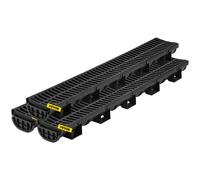 VEVOR Sistema de Drenaje de Zanja Canal de Drenaje con Rejilla de Plástico Zanja de Drenaje de HDPE 14,5 x 8 cm Drenaje de Piso de Garaje con 3 Tapas de Extremo para Entrada de Vehículos 3 Piezas