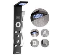 VEVOR Sistema de Ducha 6 en 1 con Columna Tipo Torre con Efecto Lluvia, LED, Columna de Acero Inoxidable Cepillado, Grifo de 6 Funciones, con 5 Chorros Corporales, Ducha de Mano y Caño de Bañera