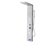 VEVOR Sistema de Ducha con Panel Tipo Torre y Cabezal Tipo Cascada, Acero Inoxidable, Grifo de 5 Funciones, con 2 Chorros Corporales, ducha de Mano y Caño de Bañera, 1345 x 200 x 460 mm, Plata