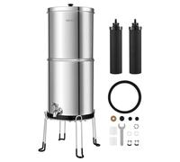 VEVOR Sistema de Filtración de Agua por Gravedad 8,52 L Acero Inoxidable, Reduce el Plomo y Hasta el 99% del Cloro, Con 2 Filtros de Carbón, Con Grifo y Soporte, Para Encimera, Para Hogar, Camping