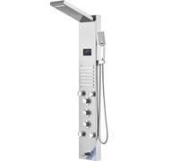 VEVOR Sistema de panel de ducha con 6 modos, panel de ducha hidroeléctrico, pantalla LED, lluvia, cascada, 5 chorros de masaje, caño para bañera, cabezal de ducha de mano, juego de ducha