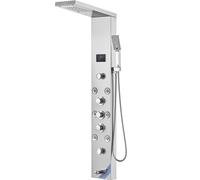 VEVOR Sistema de panel de ducha con 6 modos, panel de ducha hidroeléctrico, pantalla LED, lluvia, cascada, 8 chorros de masaje, caño para bañera y cabezal de ducha con manguera, baño