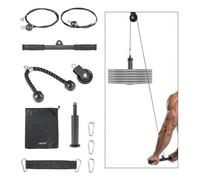 VEVOR Sistema de Polea Carga de 127 kg, Juego de Polea para Gimnasio en Casa con 2 Cables de Acero, Barra Corta 39,5 cm, Cuerda para Tríceps, Entrenamiento de Brazos para Bíceps, Hombros, Espalda