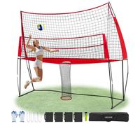 VEVOR Sistema de Red de Entrenamiento de Voleibol Profesional 2 en 1, Equipo de Práctica de Altura Ajustable con Retorno de Pelota, Fácil de Instalar para Interior y Exterior, Servicio y Remate