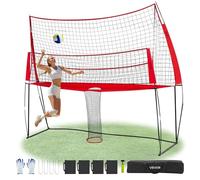 VEVOR Sistema de Red de Entrenamiento de Voleibol Profesional 2 en 1, Equipo de Práctica de Altura Ajustable con Retorno de Pelota, Fácil de Instalar para Interior y Exterior, Servicio y Remate