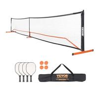 VEVOR Sistema de Red de Pickleball portátil, Red de tamaño Regulable de 673 cm, Marco de Metal Estable Resistente a la Intemperie y Red de PE Fuerte, Juego al Aire Libre con Bolsa, Raquetas y Pelotas
