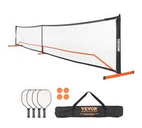 VEVOR Sistema de Red de Pickleball portátil, Red de tamaño Regulable de 673 cm, Marco de Metal Estable Resistente a la Intemperie y Red de PE Fuerte, Juego al Aire Libre con Bolsa, Raquetas y Pelotas