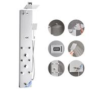 VEVOR Sistema de Torre con Columna de Ducha Tipo Torre con Efecto Lluvia, LED, Grifo de 4 Funciones, Sistema de Masaje de Lluvia de Pared con 6 Chorros Corporales, Ducha de Mano y Caño de Bañera