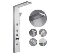 VEVOR Sistema de Ducha con Panel Tipo Torre y Cabezal Tipo Cascada, Acero Inoxidable, Grifo 5 Funciones, Sistema de Masaje de Lluvia de Montaje en Pared con 3 Chorros, Ducha Mano y Caño Bañera
