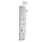 VEVOR Sistema de Torre de Panel de Ducha con Cabezal Tipo Lluvia, Acero Inoxidable, Grifo 3 Funciones, para Montaje en Pared con 6 Chorros Corporales y Ducha de Mano, 1240 x 200 x 450 mm, Plata