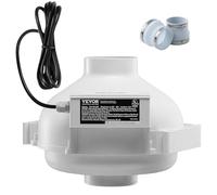 VEVOR Sistema de Ventilación para Mitigación de Radón Silencioso, Kit de Mitigación Radón 260 CFM con 2 Acopladores, Resistente al Agua, Ventilador de Conducto en Línea Eléctrico, 305 x 320 x 235 mm