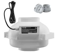 VEVOR Sistema de Ventilación para Mitigación Radón Silencioso, Kit de Mitigación de Radón 380 CFM con 2 Acopladores, Ventilador de Extracción para Ventilación Interior y Exterior, 355 x 335 x 235 mm