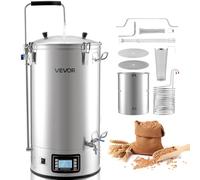 VEVOR Sistema Eléctrico de Elaboración de Cerveza, Olla de Cocción de 60 litros, Cuba de Maceración con Memoria de Recetas, Modo Automático/Manual, Panel de Control y Tubo de Circulación, Plata
