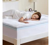 VEVOR Cubrecolchón de 1524 x 2032 x 101,6 mm de Espuma Viscoelástica con Relleno de Fibra, Cubrecolchón Fresco y Transpirable Desmontable y Lavable con Diseño Ergonómico para Aliviar la Presión